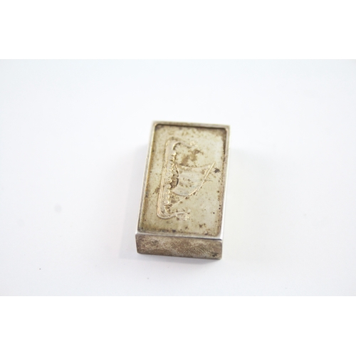 312 - Vintage Hallmarked 1975 London Sterling Silver Ship Detailed Ingot (33g)