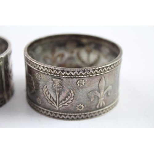 317 - Edwardian 1910 Sheffield Sterling Silver Novelty 4 Nations Napkin Rings (76g)