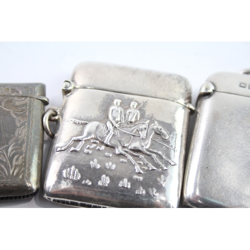 318 - 4 x Antique / Vintage .925 Sterling Silver Vesta Cases Inc Novelty Etc (104g)