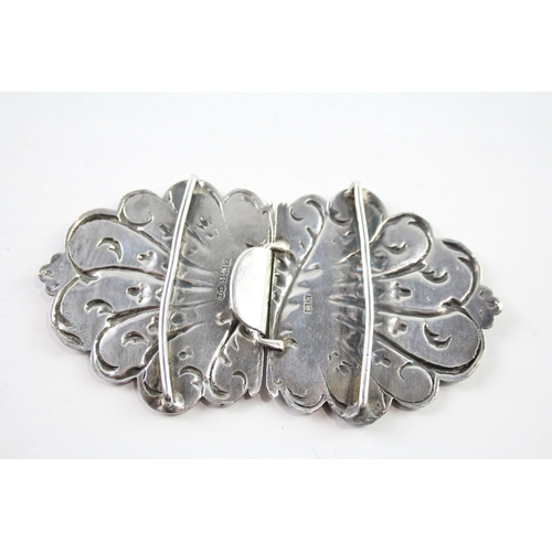 328 - Vintage Hallmarked 1957 Birmingham Sterling Silver Ladies Ornate Belt Buckle 61g