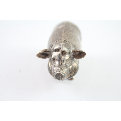 333 - Vintage Stamped .925 Sterling Silver Novelty Pig Vesta Case (40g)