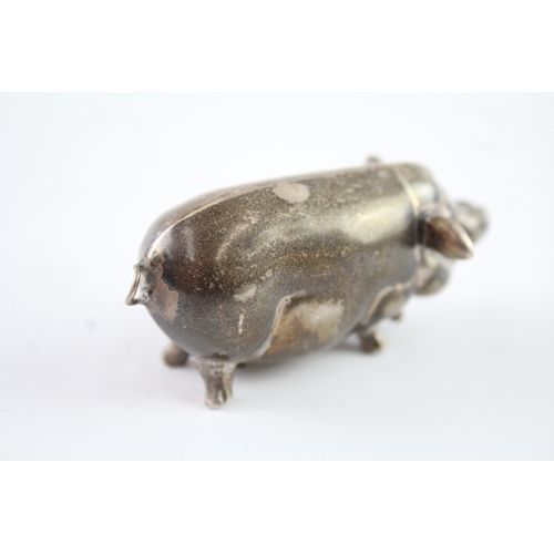 333 - Vintage Stamped .925 Sterling Silver Novelty Pig Vesta Case (40g)