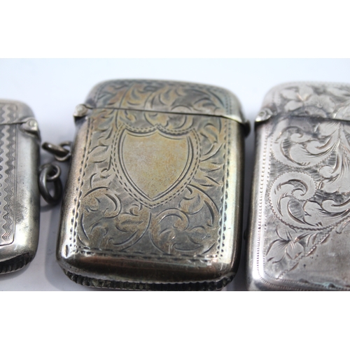 334 - 4 x Antique .925 Sterling Silver Vesta / Match Cases Inc Victorian Etc (107g)