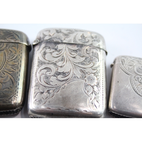 334 - 4 x Antique .925 Sterling Silver Vesta / Match Cases Inc Victorian Etc (107g)