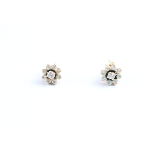 34 - 9ct gold diamond cluster stud earrings (1.4g)