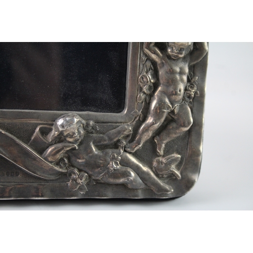 342 - Vintage HM 1984 London .999 Fine Silver Cherub Detailed Photograph Frame 331g