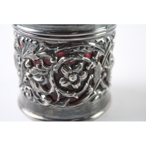 375 - Antique Victorian 1900 Birmingham Sterling Silver Cased Lidded Vanity Pot (243g)