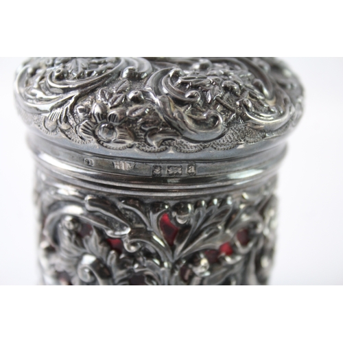 375 - Antique Victorian 1900 Birmingham Sterling Silver Cased Lidded Vanity Pot (243g)