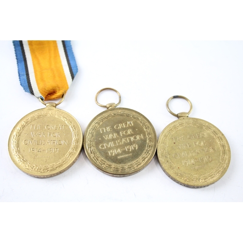 381 - WW1 Victory Medals Pte H Bacon L.Pool R, Pte F Fuller Beds R & Pte J Ford ASC x3