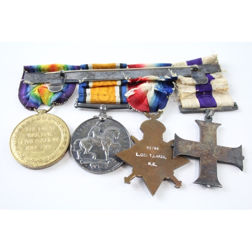 382 - WW1 Military Cross & 1914-15 Star Mounted Medal Group, Star LCpl Lakin RE