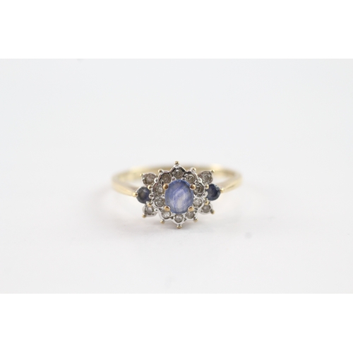 39 - 9ct gold sapphire & diamond dress ring (2.3g) Size Q 1/2