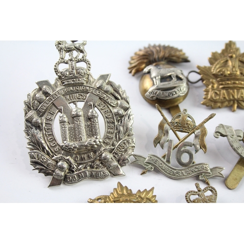 393 - Military Cap Badges Inc KOSB, Royal Munster Fus, Canadian, Etc x 12