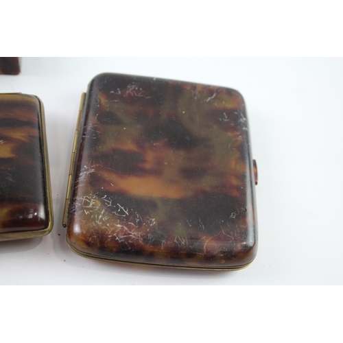 397 - Antique Tortoise Shell Collectables Inc Cigarette Case, Trinket Box x 4