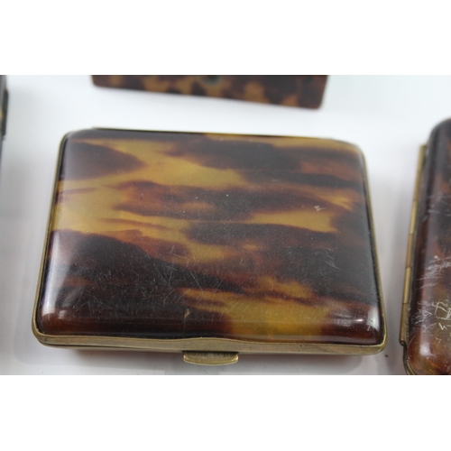 397 - Antique Tortoise Shell Collectables Inc Cigarette Case, Trinket Box x 4