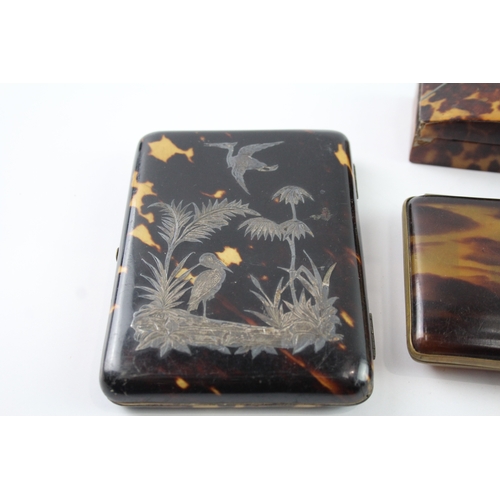 397 - Antique Tortoise Shell Collectables Inc Cigarette Case, Trinket Box x 4