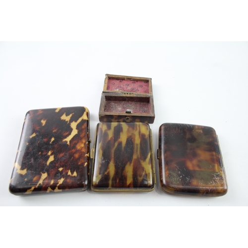 397 - Antique Tortoise Shell Collectables Inc Cigarette Case, Trinket Box x 4