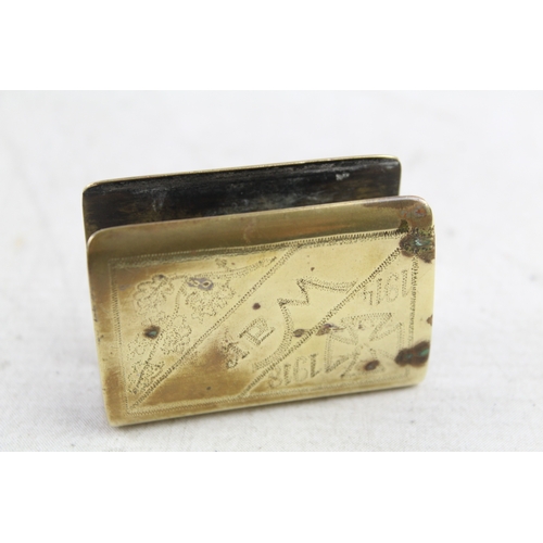 402 - Antique Brass German Matchbox 'La Greniers' 47g