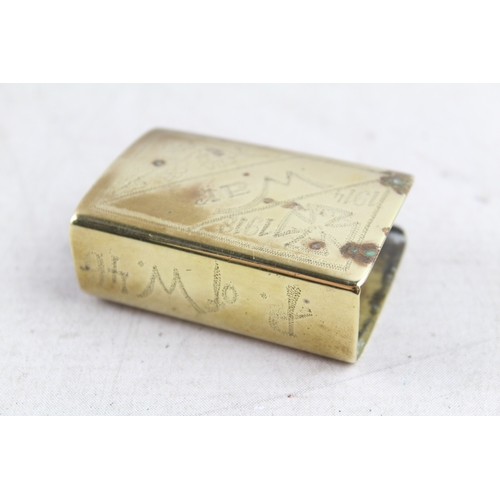 402 - Antique Brass German Matchbox 'La Greniers' 47g