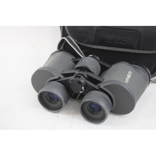 431 - Vintage Minolta Standard EZ 8x30 Rubber-Coated Binoculars Working w/ Case