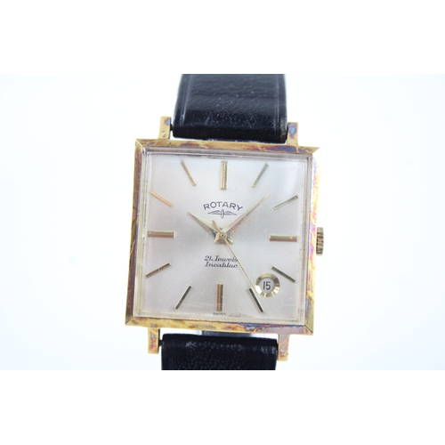 471 - Vintage Rotary Square Dial Gold Tone Watch Hand Wind  WATCH RUNS