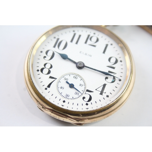 476 - Vintage Elgin Rolled Gold Railway Style Pocket Watch Hand Wind  WATCH RUNS