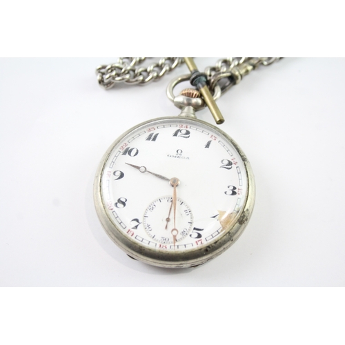 479 - Vintage Omega Open Face Pocket Watch Hand Wind  WATCH RUNS