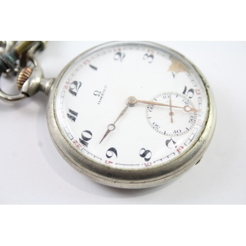 479 - Vintage Omega Open Face Pocket Watch Hand Wind  WATCH RUNS