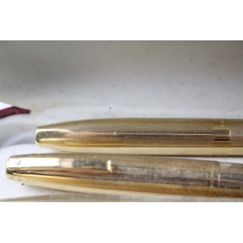 489 - Vintage Sheaffer Imperial Gold Plated Fountain Pen 14ct Gold Nib WRITING Boxed