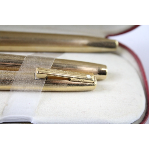 489 - Vintage Sheaffer Imperial Gold Plated Fountain Pen 14ct Gold Nib WRITING Boxed