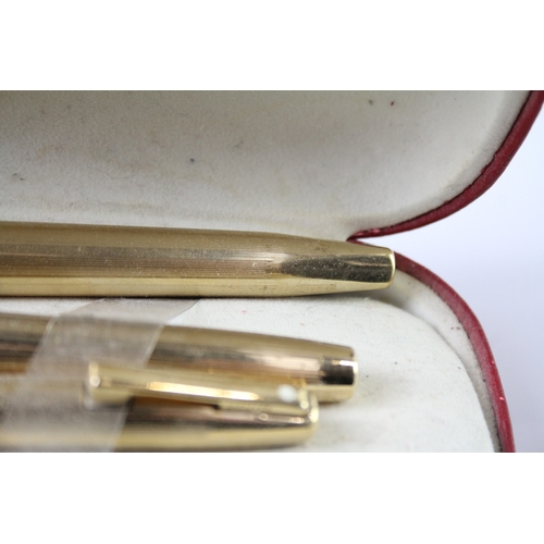 489 - Vintage Sheaffer Imperial Gold Plated Fountain Pen 14ct Gold Nib WRITING Boxed