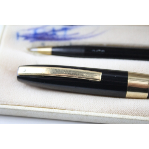 490 - Vintage Sheaffer Imperial Black Cased Fountain Pen 14ct Gold Nib WRITING Boxed