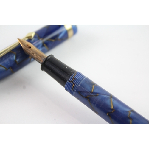 493 - Vintage Conway Stewart 85L Navy Cased Fountain Pen w/ 14ct Gold Nib WRITING