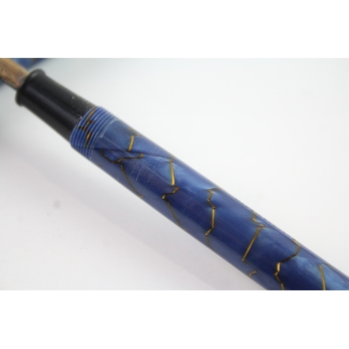 493 - Vintage Conway Stewart 85L Navy Cased Fountain Pen w/ 14ct Gold Nib WRITING