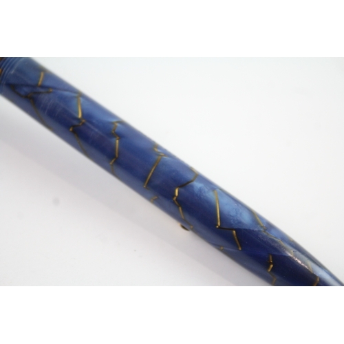 493 - Vintage Conway Stewart 85L Navy Cased Fountain Pen w/ 14ct Gold Nib WRITING