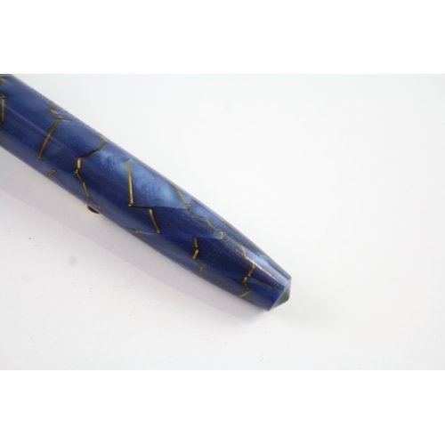 493 - Vintage Conway Stewart 85L Navy Cased Fountain Pen w/ 14ct Gold Nib WRITING