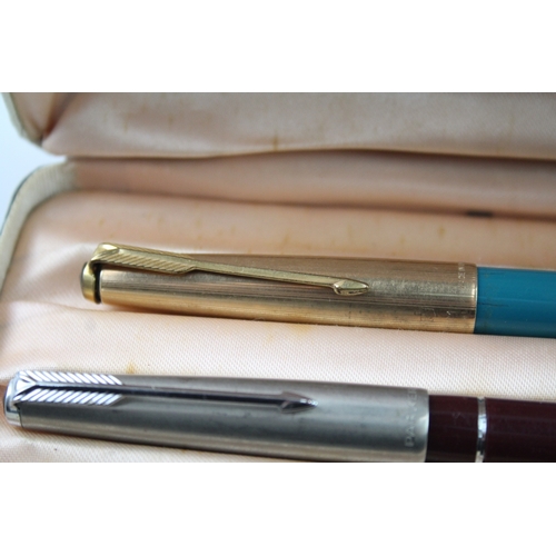 498 - 3 x Vintage Parker 61 Fountain Pens 14ct Gold Nibs WRITING Inc Rolled Gold Etc