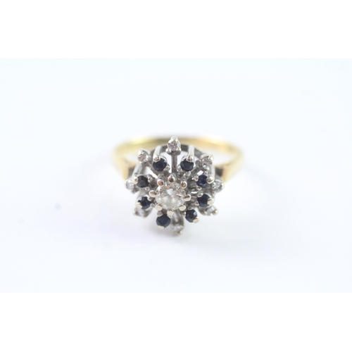 5 - 18ct gold antique diamond and sapphire dress ring (3.2g) Size M