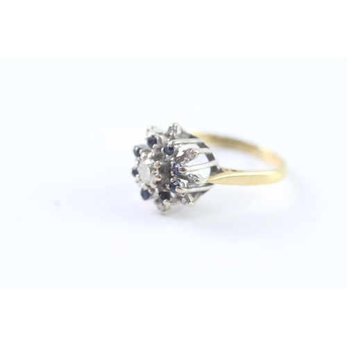 5 - 18ct gold antique diamond and sapphire dress ring (3.2g) Size M