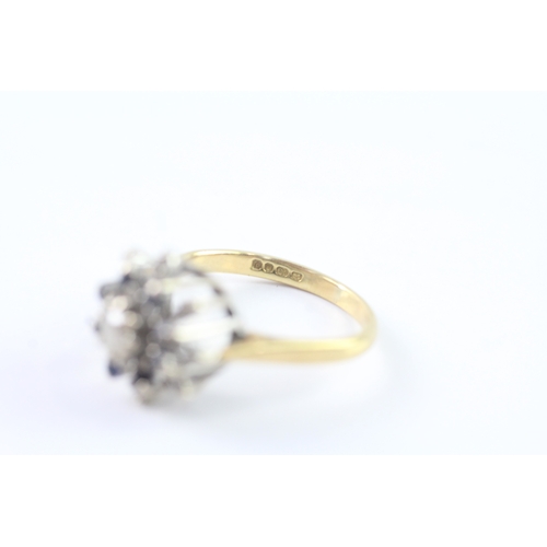 5 - 18ct gold antique diamond and sapphire dress ring (3.2g) Size M