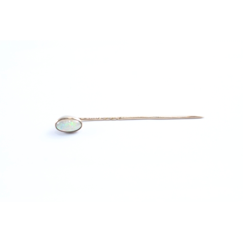 50 - 9ct gold vintage cabochon cut opal stick pin (1.3g)