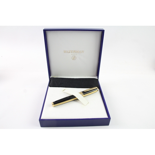 500 - Waterman Exception Gold Plate & Black Lacquer Fountain Pen w/ 18ct Gold Nib