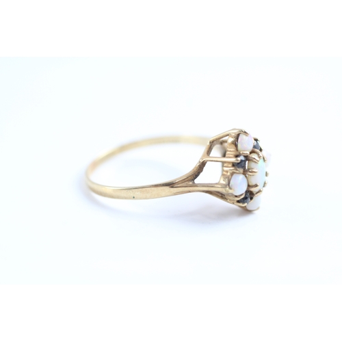 56 - 9ct gold opal & sapphire dress ring (1.8g) Size O 1/2