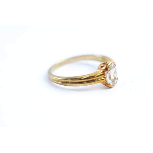 64 - 9ct gold blue gemstone dress ring (2.4g) Size N