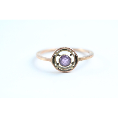 67 - 9ct rose gold vintage amethyst dress ring (2g) Size T 1/2