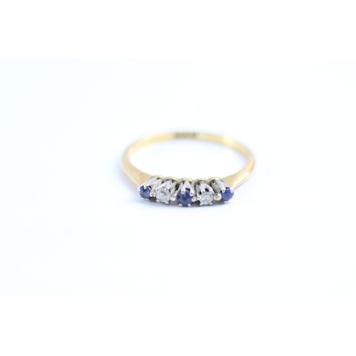 68 - 18ct gold & platinum sapphire & diamond five stone ring (1.6g) Size J 1/2