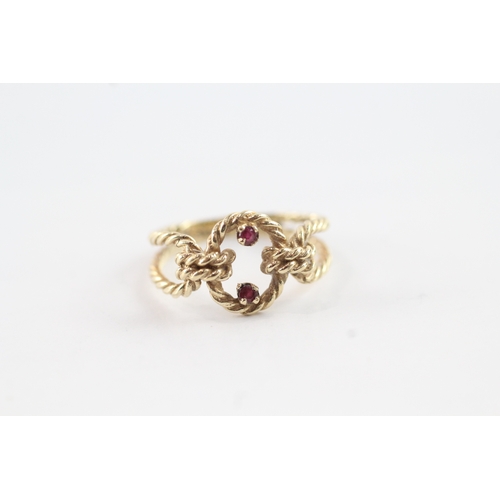 75 - 9ct gold ruby rope effect dress ring (2.5g) Size L 1/2