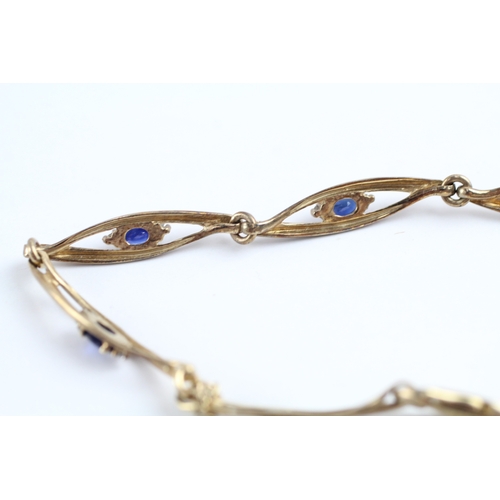 78 - 9ct gold vintage sapphire & diamond bracelet (5.8g)