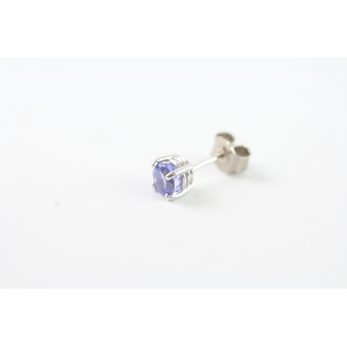 79 - 18ct white gold tanzanite stud earrings (1.7g)