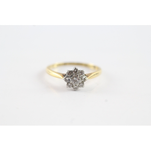 89 - 18ct gold diamond cluster ring (2.5g) Size L 1/2