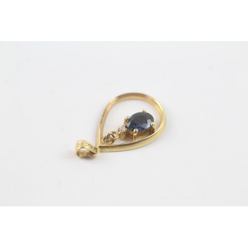 97 - 9ct gold sapphire and diamond pendant (1.5g)